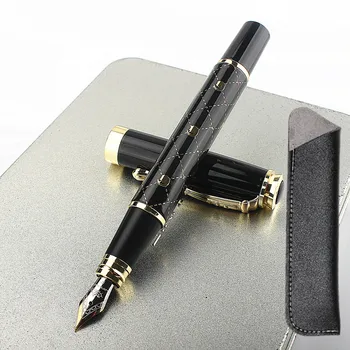 Jinhao Siyah dolma kalem Ekstra İnce EF/F Uç Klasik Tasarım Dönüştürücü, Metal Paslanmaz Çelik Malzeme Yazma Kalemler