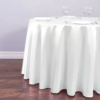 Beyaz Yuvarlak Saten Masa Örtüleri Ziyafet Masa Örtüleri yemek masası Çarşafları Ev Partisi Olay Otel Düğün Doğum Günü Partisi Dekoru