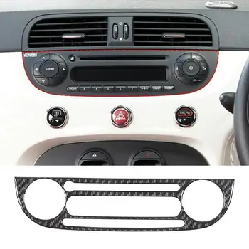 2011-2019 Fiat 500 için yumuşak karbon fiber araba merkezi kontrol CD paneli kapak sticker araba iç koruma aksesuarları RHD