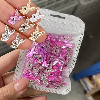 7 Stil Lüks Tavşan elmas tırnak süsü Takılar 3D Alaşım AB / İnci Takı Glitter Zirkon Rhinestones Süslemeleri Manikür Kaynağı