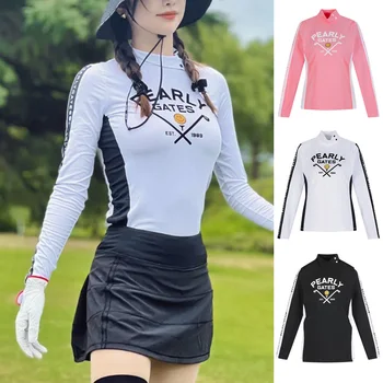 Yeni Sonbahar Golf Giyim Bayanlar Üst Streç Spor Uzun Kollu Slim Fit Nem Esneklik Moda Rahat Yüksek kaliteli tişört