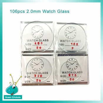 Toptan 106 adet / takım Yuvarlak Düz saat camı 2.0 mm 24mm için 50mm her boyutu 2 adet Mineral kristal saat Cam saatçi için