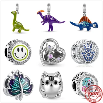 Yeni 925 Ayar gümüş Dinozor Pandora Anne Gülen Yüz Boncuk Charms Fit Orijinal Pandora charm Bilezikler Kadınlar DIY Güzel Takı