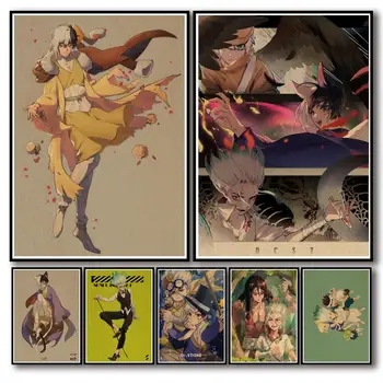 WTQ Anime Retro Poster Dr. Taş Tuval Boyama Anime Posterler Duvar Dekor Duvar sanat resmi Oturma Odası Dekor için Ev Dekor