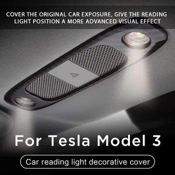 Tesla Modeli 3 Ön + Arka Üst Okuma aydınlatma koruması Düzeltir 2 Adet Parlak Karbon Fiber Desen Araba aksesuar oto Parçaları