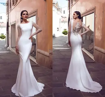 Yeni Mermaid düğün elbisesi 2020 Boho Dantel Aplikler Gelin Elbiseler Basit Gelinlikler Leke robo de mariage