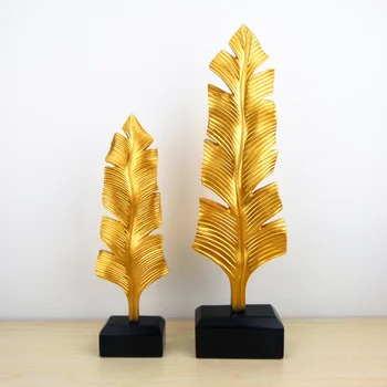50 cm 2 Set Yaratıcı Modern Altın Yaprak Süs Ev Oturma Odası Dekorasyon Reçine Figürler Ofis Masaüstü Süsler