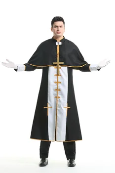 Cadılar bayramı Yetişkin Hıristiyan Rahip İsa Kostüm Ölü Kitle Misyoner Dini Papaz Katolik Cosplay Elbise
