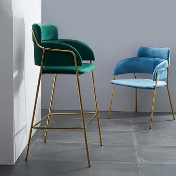 İskandinav Özel Pazen Bar sandalyeleri Lüks Ev Arkalığı Eğlence Koltuk Modern Otel Ön Büro Yüksek Bar Taburesi mutfak mobilyası