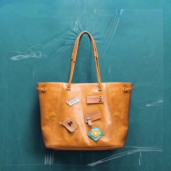 Orijinal DIY Etiket Tote Çanta Yumuşak Commuting Yaratıcı Seyahat alışveriş çantası Basit Boş Çanta Çanta Kova Çanta Boston Kadın Bl