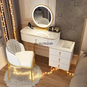 İskandinav Köşe Makyaj Makyaj Dolabı Tuvalet masası Ayna Dresser Başucu Masa Soyunma Sandalye Masası Vestidores yatak odası mobilyası