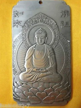 Eski Çin tibet Gümüş rulai Buda Lotus taban Külçe thanka muska thangka oturma odası dekorasyon feng shui