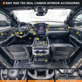 JHO Gerçek Karbon Fiber RAM TRX Tam Set İç Kapak Bardak Tutucu Hava Firar Yerleşimi Trim Ram 1500 TRX 2022 2023 Aksesuarları