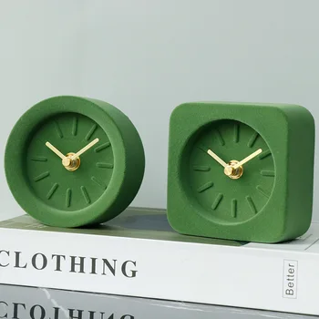 İskandinav Saat Masa Oturma Odası Dekorasyon Yaratıcı Akın Beton Masa Saati Sessiz Çimento Mini Saat Masaüstü Saati 탁상용 시계
