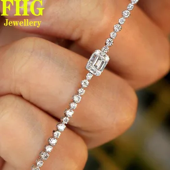 0.6 Ct Doğal elmas Au750 18 k Beyaz altın Bilezik Pırlanta Yüzük Moda Düğün Parti Güzel Takı Bayanlar yıldönümü hediyesi