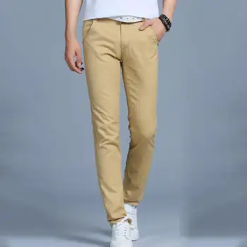 Erkek pantolon cepler pamuk uzun pantolon düz pantolon elastik moda kot Vintage