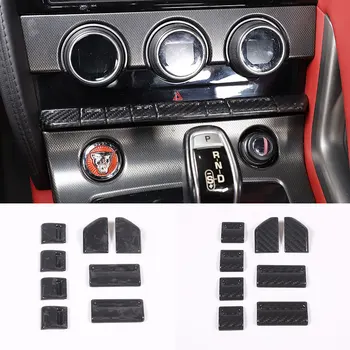 Jaguar F-TYPE için f tipi 2013-2024 Araba Merkezi Kontrol Düğmesi Anahtarı Dekoratif Kapak Gerçek Karbon Fiber İç Aksesuarları LHD