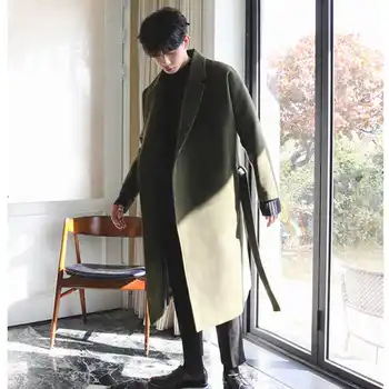 Yeni Yün Ceket erkek Kış Uzun Over-the-Diz Kore Tarzı Moda Kalınlaşmış Sıcak Gevşek Yün Ceket Ceket