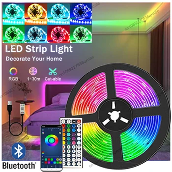 LED şerit ışıkları oyun odası dekorasyon 5050 RGB bant buz ışıkları Bluetooth müzik senkronizasyonu Led ışıkları Neon Led lamba 10m 15m 20m 30m