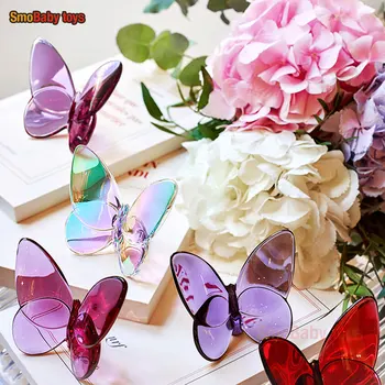 Kelebek Kanatları Çırpınan Cam Kristal Papillon Şanslı Kelebek Parlak Renk ile Canlı Bir Şekilde Parlıyor Süsler Ev Dekorasyonumuzu