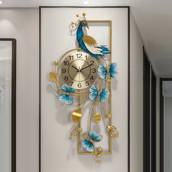 Oturma Odası duvar saatleri Metal Tavuskuşu Yatak Odası Tasarım Yaratıcı İç Modern Saat Duvar Banyo Reloj Pared Hoom Dekorasyon