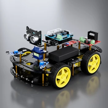 Yükseltme 4WD Akıllı Robot Araba Komple Kiti Arduino için Programlama, montajı kolay KÖK Projesi Eğlenceli Kitleri ile Çocuklar için Kod