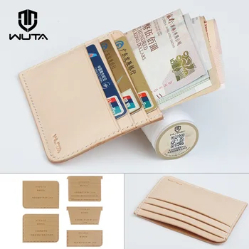 WUTA 818 Mini kart tutucu Kraft Kağıt Şablonu Ultra ince Basit cüzdan Deri Desen Seti Deri El Sanatları DIY Araçları Modeli