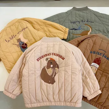 2023 Yeni Bebek Kar Giyim Ceket çocuk Pamuk dolgulu giysiler Kalınlaşmış Sonbahar Kış Karikatür Kız erkek Ceket Giyim