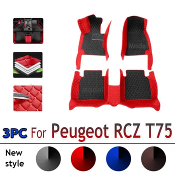 Araba Paspaslar Peugeot RCZ İçin T75 2009 ~ 2015 Lüks Deri Mat küçük halılar Dayanıklı Ped Seti Araba Aksesuarları İç Parçaları 2010