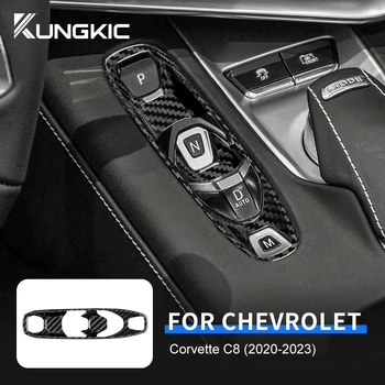 Chevrolet Corvette için C8 2020 2021 2022 2023 Araba Konsolu Vites Düğmesi Sticker Aksesuarları - Gerçek Sert Karbon Fiber Kapak