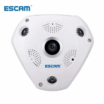 ESCAM QP180 HD 960 P 1.3 MP 360 derece panoramik balıkgözü PTZ kızılötesi kamera VR kamera desteği VR kutusu ve mikro SD kart