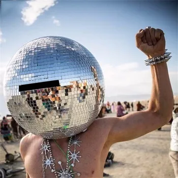Disko top kask Disko Kask Glitter Ayna Cam Kostüm Disko top şapka DJ Kulübü Sahne Bar Parti Düğün noel dekoru