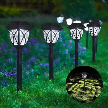 LED açık güneş ışıkları peyzaj yolu aydınlatma 2 adet su geçirmez fiş zemin çim lambaları Yard geçit bahçe dekorasyon