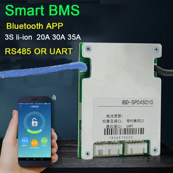 akıllı 3S 12V 20A 30A 35A Li-İon lityum pil koruma levhası W / denge bms Bluetooth APP 485 UART yazılımı monitör 3.7 V X 3