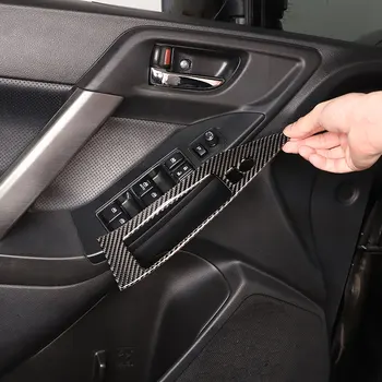 Subaru Forester 2013-2018 için Yumuşak Karbon Fiber Araba Kapı Pencere Asansör Anahtarı Paneli Kapak Trim Çıkartmalar Araba Aksesuarları
