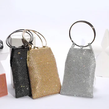 Kadınlar için çanta 2023 tasarımcı lüks debriyaj çanta bayan küçük altın gümüş boncuklu kova rhin2023one akşam ziyafet çanta B459