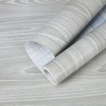 15m Gri Ahşap Tahıl PVC Kendinden Yapışkanlı Su Geçirmez Duvar Kağıdı Kabuğu ve Sopa Sticker Dekor yapışkan kağıt Mobilya Yenilemek için