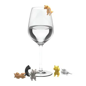 Seti Yavru Şarap bardağı Tanıyıcı Yaratıcı şarap bardağı İşaretleyiciler Etiketi Bar Parti Aksesuarı Sevimli 3D Yavru Tanıyıcı Ayırıcı