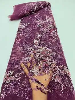 Lüks Afrika Dantel Kumaş 2023 El Yapımı Boncuk Tül Dantel Kumaş Dizileri Nakış fransız file dantel düğün elbisesi