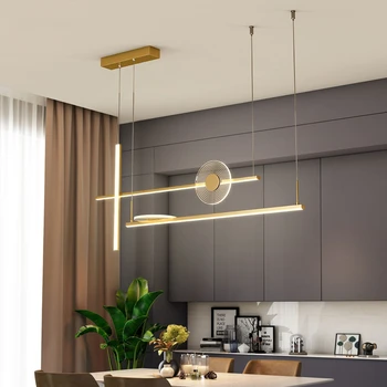 LED lineer avize Altın Siyah akrilik kısılabilir ışıklar Oturma Odası Yemek Odası Salonu Kapalı ev Dekoratif fuaye avize