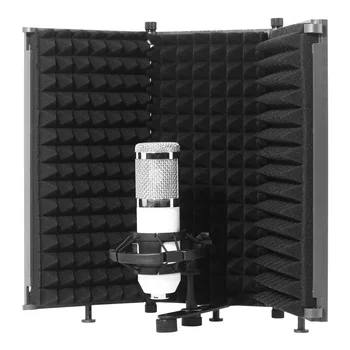 3/5 Paneller stüdyo mikrofonu İzolasyon Kalkanı Katlanabilir ve Taşınabilir Yüksek Yoğunluklu Ses Emici Köpük Panel Kayıt için