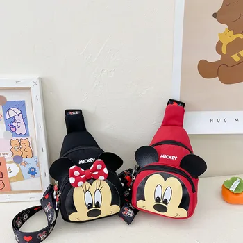 Mickey Mouse Göğüs Çanta Disney Karikatür Figürü Minnie Mouse omuz çantaları Erkek Kız Rahat bozuk para cüzdanı Kadın Crossbody Çanta
