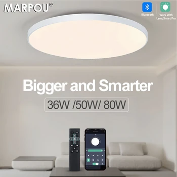 MARPOU Led Tavan lambası Akıllı modern tavan lambaları oturma odası için 36W 50W 80W APP Kısılabilir Uzaktan kumanda led ışıkları odası