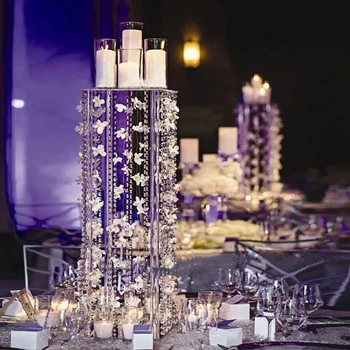 10 adet) 60 cm / 100 cm)düğün centerpieces çiçek avizeler akrilik çiçek vazo şamdan düğün için mumluk dekorasyon