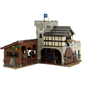 MOC Yaratıcı Uzman Falcon İstikrarlı Yapı Taşları Ortaçağ kalesi Sokak Görünümü ev modeli tuğla çocuk oyuncakları Doğum Günü hediyeleri