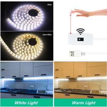 5V dolap ışığı Mutfak Yatak Odası Gece Lambası usb'li şerit LED El Süpürme Sallayarak kapalı hareket sensörlü ışık Altında dolap lambası LED