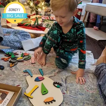 Ahşap Montessori Bulmacalar Picasso Sanat Bulmaca Oyun Seti 26 Ahşap Parçalar Ahşap çocuk Yüz Bulmaca Hediye
