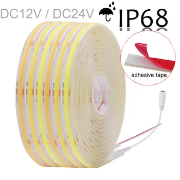 IP68 su geçirmez COB LED şerit ışık 12V 24V esnek bant FOB ışık 320LEDs / m Yüksek Yoğunluklu yüksek parlak lineer aydınlatma 10m 20m