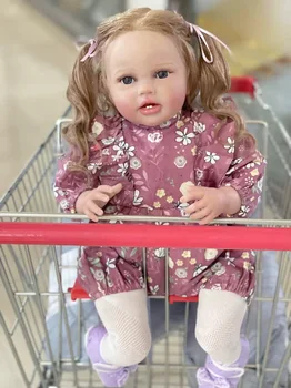 24 İnç Lottie Yenidoğan Bebek Yürüyor Bebek Reborn Prenses Kız gerçekçi Yumuşak Dokunmatik 3D Cilt Sanat Bebek El Kök Saç