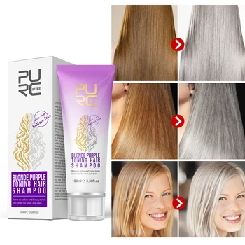 100ml Purc Saç Ağartıcı Sarı sarı saç şampuanı Anti Pirinç Kapalı Mor Şampuan Saç Rengi Boyalı Tedavisi Boyama Saç